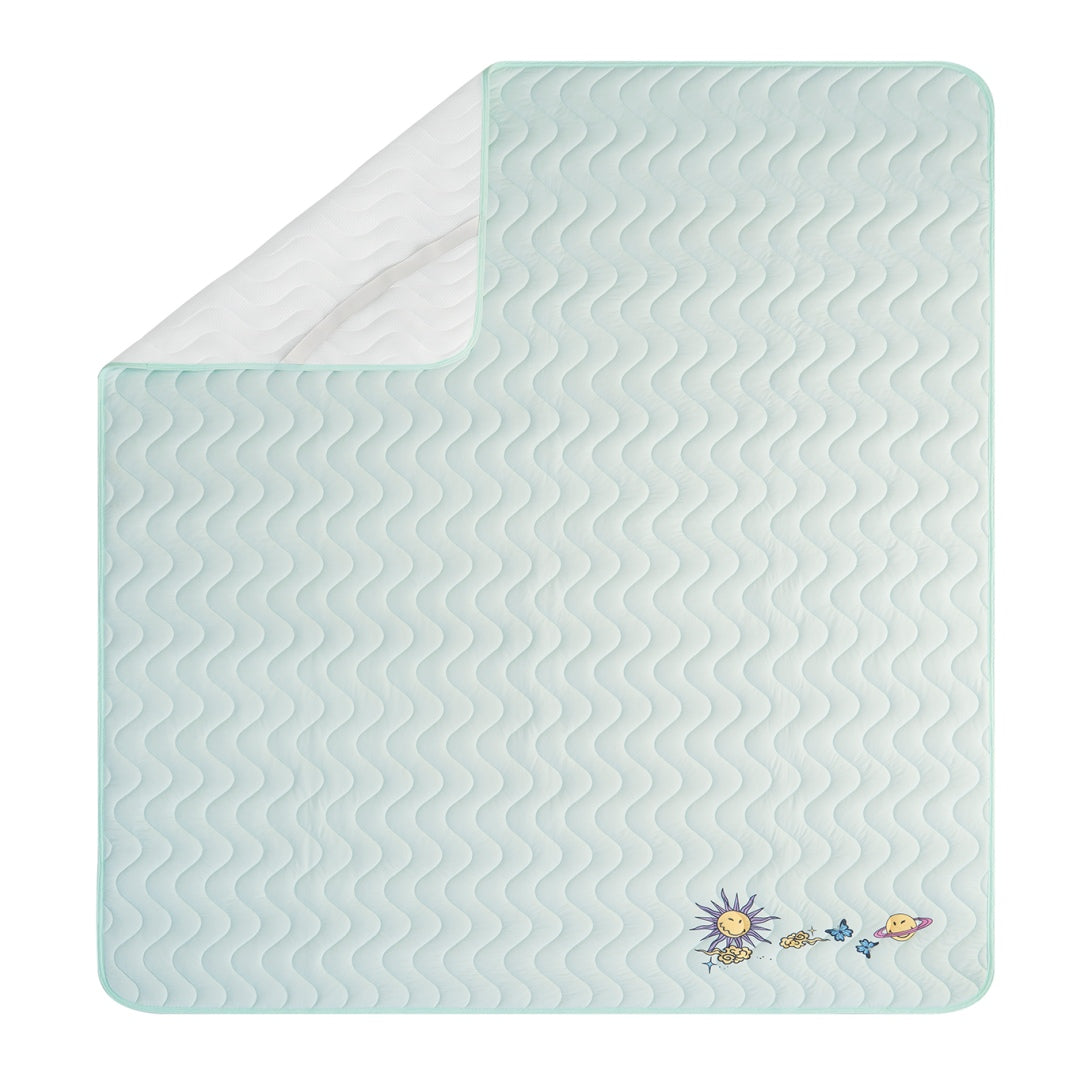 Smiley Starry Night Blue Cooling Mat--Instant Cooling, Cool Feel Mattress Pad for a Refreshing Night!