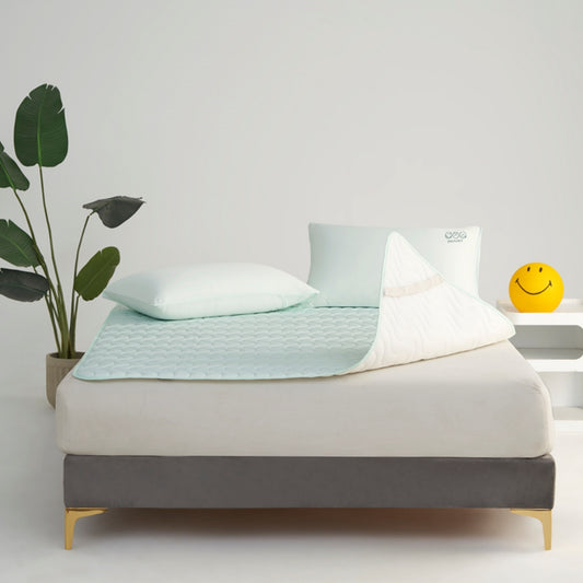 Smiley Starry Night Blue Cooling Mat--Instant Cooling, Cool Feel Mattress Pad for a Refreshing Night!