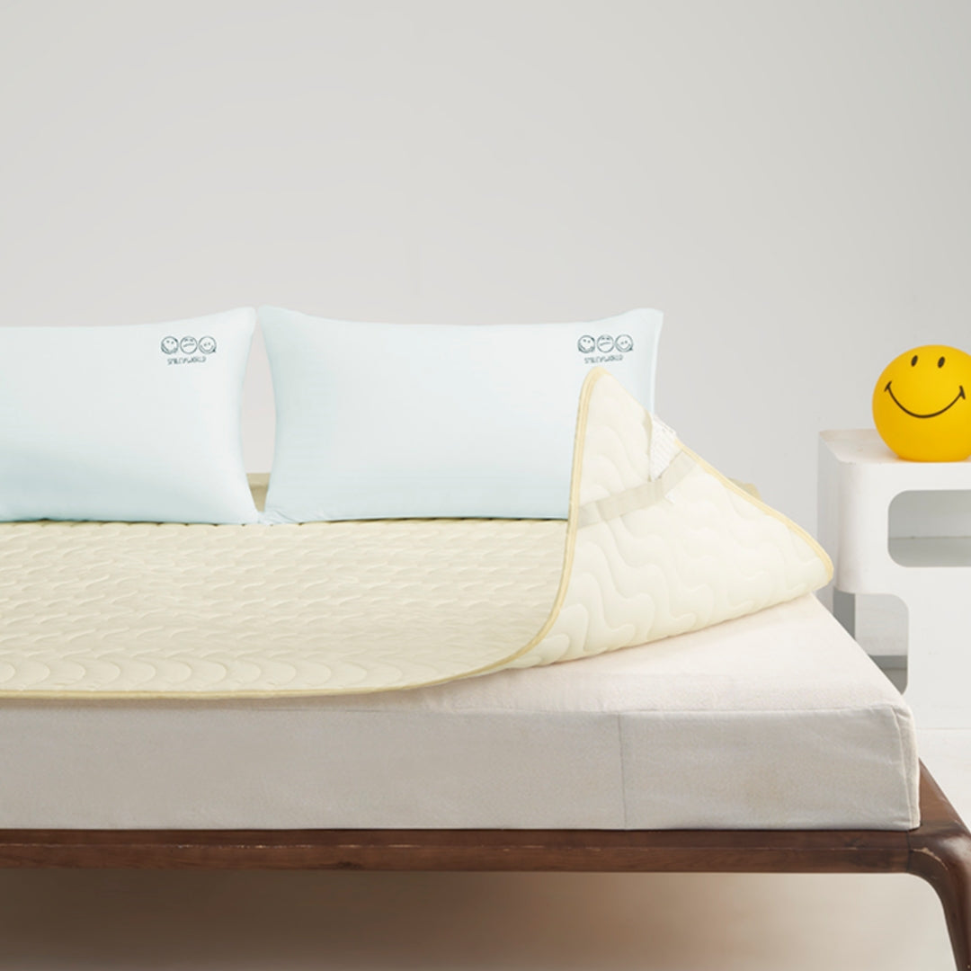 Smiley Starry Night Yellow Cooling Mat--Instant Cooling, Cool Feel Mattress Pad for a Refreshing Night!