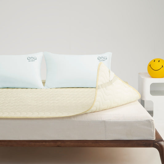 Smiley Starry Night Yellow Cooling Mat--Instant Cooling, Cool Feel Mattress Pad for a Refreshing Night!