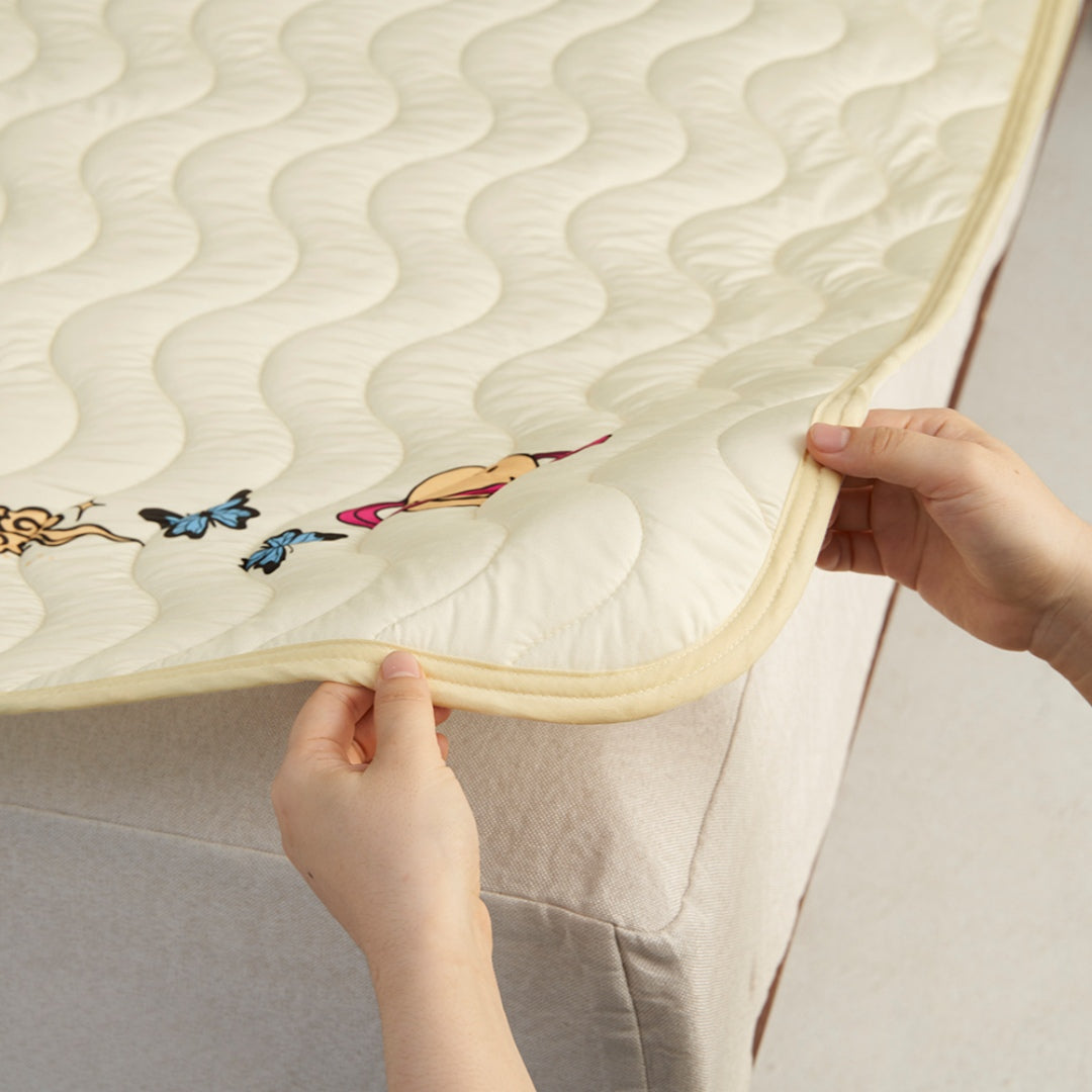 Smiley Starry Night Yellow Cooling Mat--Instant Cooling, Cool Feel Mattress Pad for a Refreshing Night!
