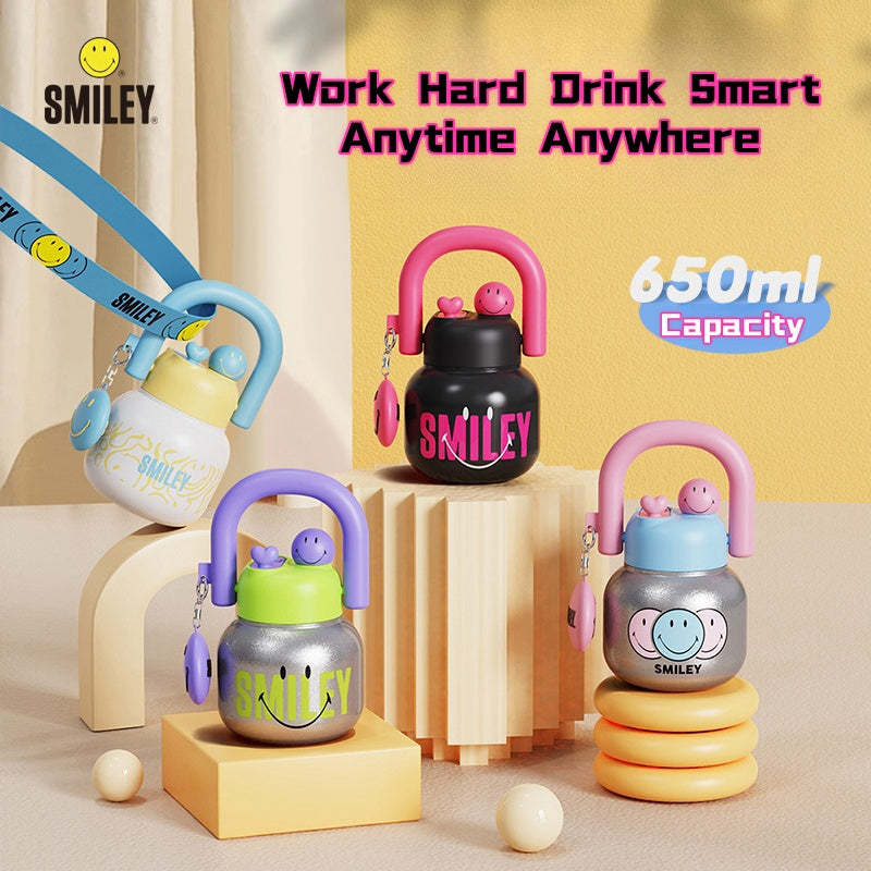Smiley Bowling Ball Insulated Water Bottle--Stay Hydrated, Stay Fit Hands-Free Convenience for Your Active Lifestyle!