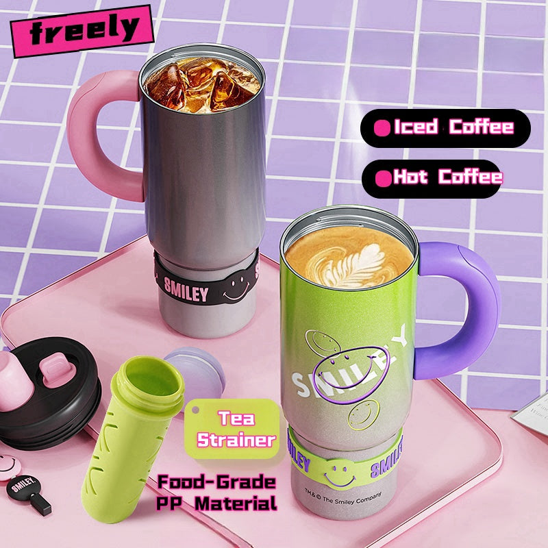 Smiley Extra-Large Insulated Water Bottle, Keeps Cold & Hot All Day! Stay Hydrated, Stay Healthy—Your Daily Wellness Companion!