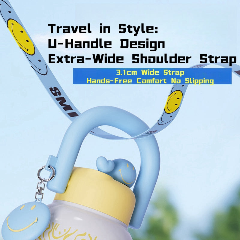 Smiley Bowling Ball Insulated Water Bottle--Stay Hydrated, Stay Fit Hands-Free Convenience for Your Active Lifestyle!
