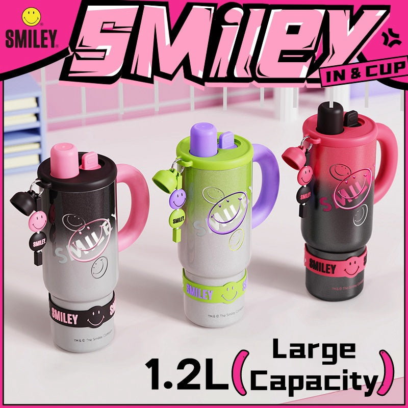 Smiley Extra-Large Insulated Water Bottle, Keeps Cold & Hot All Day! Stay Hydrated, Stay Healthy—Your Daily Wellness Companion!