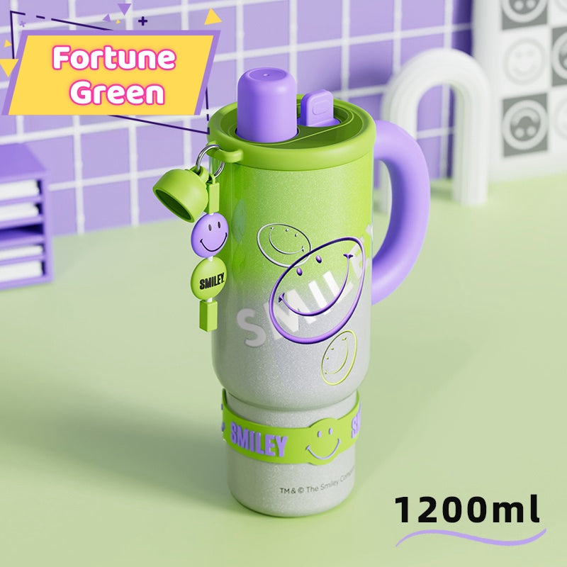 Smiley Extra-Large Insulated Water Bottle, Keeps Cold & Hot All Day! Stay Hydrated, Stay Healthy—Your Daily Wellness Companion!