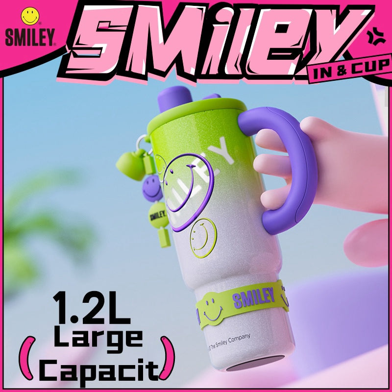 Smiley Extra-Large Insulated Water Bottle, Keeps Cold & Hot All Day! Stay Hydrated, Stay Healthy—Your Daily Wellness Companion!
